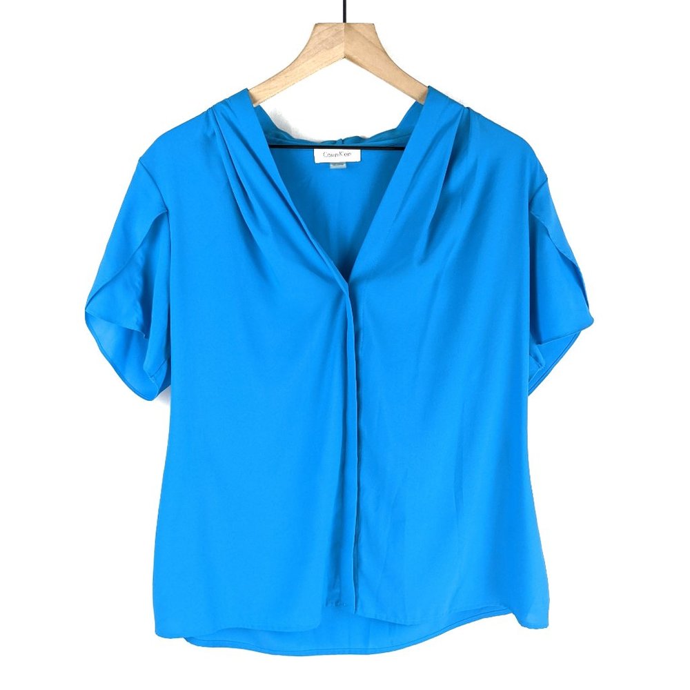 Calvin Klein Faux Button Up Short Sleeve Blouse XL